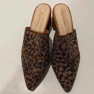Zigi Soho Brown and Black Animal Print Mules